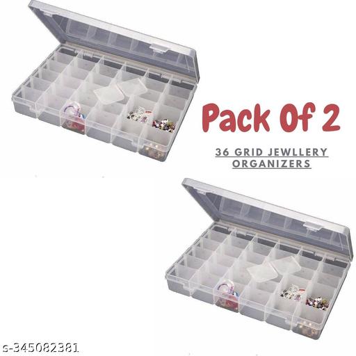 2pack 36 Grids Clear Plastic Organizer Box Storage Container Jewelry Box with Adjustable Dividers for Beads Art DIY Crafts Jewelry Fishing Tackles