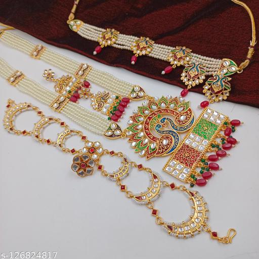 COMBO-of-Gold-Plated-RANIHAR-+Chick-set-+-SISFUL-with-Earrings