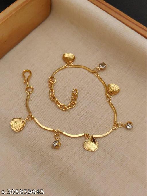 Ankle Bracelets Women's Barefoot Sandals Beach Foot Chain Anklets Sophisticated Glamour Anklets Beach Foot Chains Charm fancy Gold plated Stylish Anklet Or Bracelet for women & Girls.