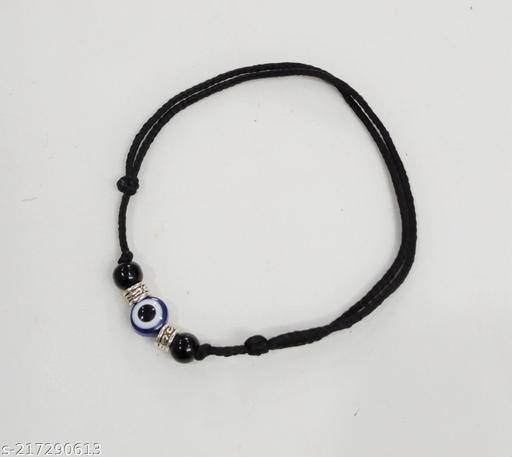 Go4crafts - Adjustable black thread EVIL EYE anklet