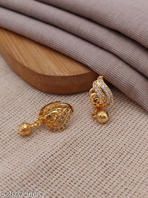 Traditional South Indian Temple Jewellery Stylish Fancy Party Wear Wedding Bridal Multicolor Golden Small Stud Tops Pack / Antique Multi Ear Rings For Women Girls Latest Design Daily Use Earrings Beads Brass Butti Earring
