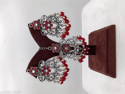 OXODISED-SILVER-EARRINGS-AND-MAANG-TIKKA-SET