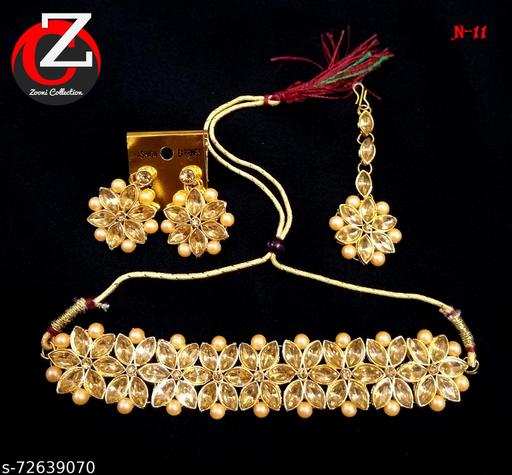 AD-Fashion-Store-Colorfull-Jewellery-Necklace-set-Flower-Chokar-Matching-Earrings-with-Tika-for-Girls-and-women-for-function-and-parties