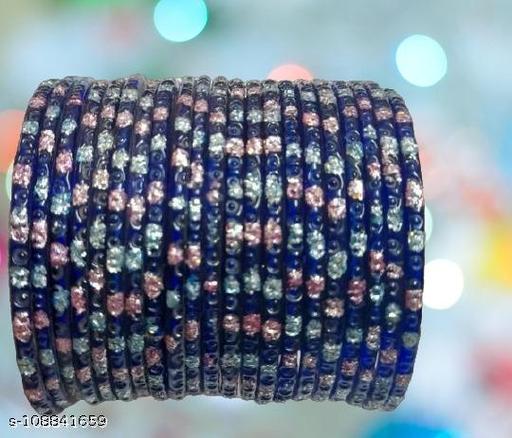 WOMEN BLUE GLASS BANGLES SET PACK OF 4 DOZEN