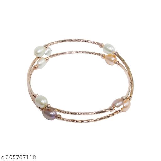 White and Peach Colour Freshwater Adjustable Pearl Bracelet