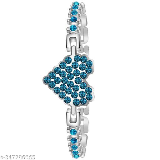 Most Selling Latest Trending BLUE Heart Bracelet for Girls, Ethnic Partywear, Festive, Girls Accessory, Silver Bracelet, Stone Bracelet, Gift, Best Quality, Designer Bracelet, Trendy Jwellery for Women. (Pack of 1)