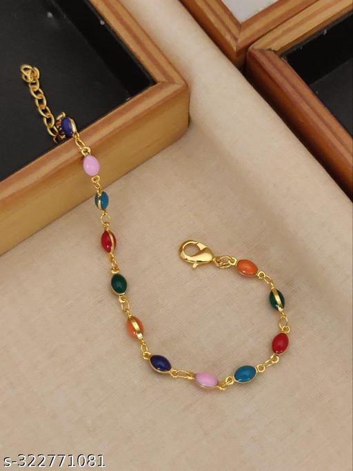 Majisa Hub Ethnic Alloy Gold Plated Artificial Beads Adjustable Bracelet