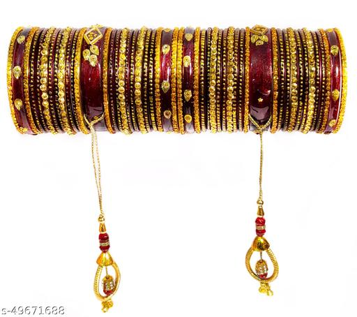 ANSHI CREATIONS DESIGNER STUDDED GLASS BANGLE SET