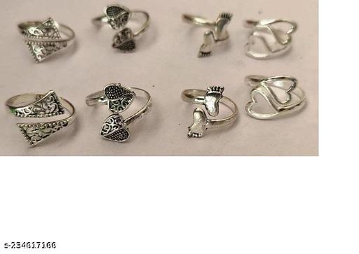 OXIDIZED SILVER NEW TRENDY TOE RING COMBO PACK FOR WOMEN AND GIRLS