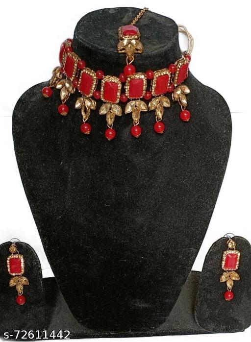 Alloy-jewel-set-(red-jhallar.)
