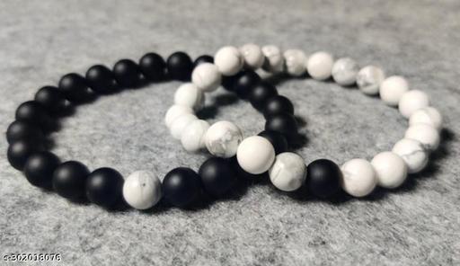 Howlite and black mate best couples bracelets .(8mm)