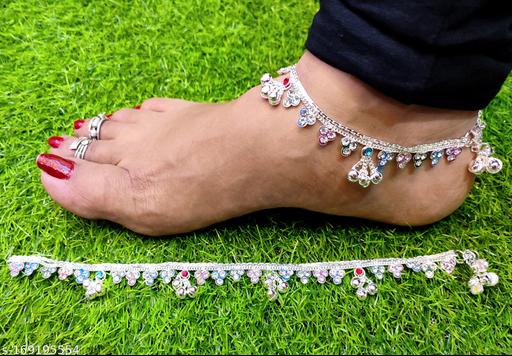 Sizzling Adorable White Metal Oxidised Silver Plated Anklet/ Payal