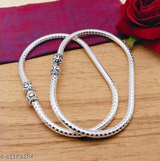 FANCY SILVER PLATED KADA STYLE PAYAL