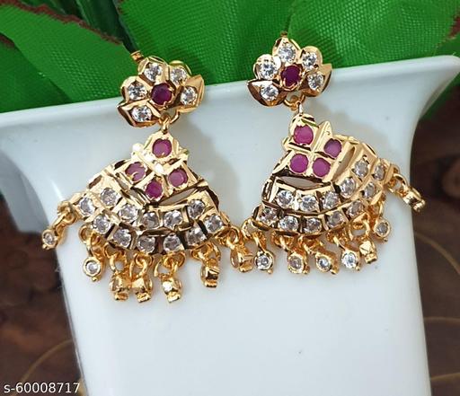 five metal uncut stone earrings