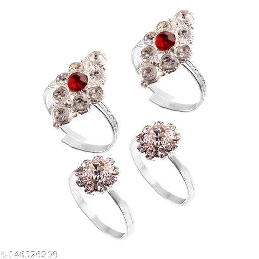 Antique Silver adjustable toe rings for women(combo of 2)