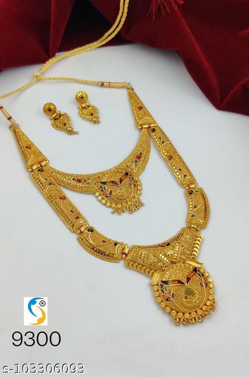 Gold-plated-Long-+-Short-joint-Adjustable-Necklace-with-Earrings-Jewellery-Set