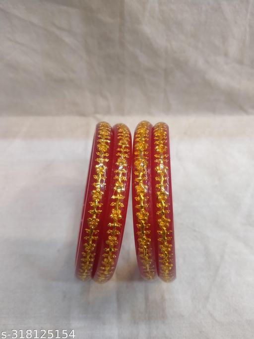 Traditional 4 Pc. Red Kada Kangan Bangle Set For Women For Girls Red SET