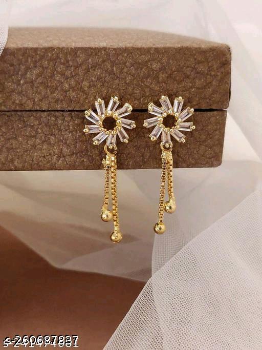 Vesture Knot American Diamond Gold Plated Braas Earrings For Girl's & Women's