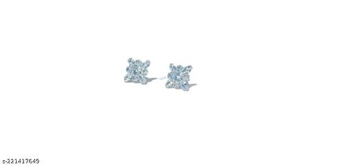 Silver American Diamond CZ Elegant Star Shaped Stud Earrings for Women