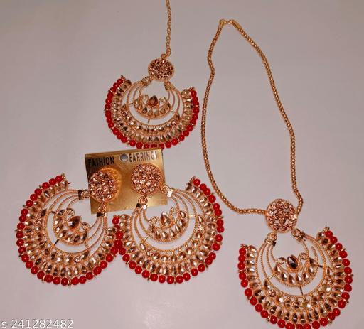 Big-Red-pandant-earring-&-mangtikka-set