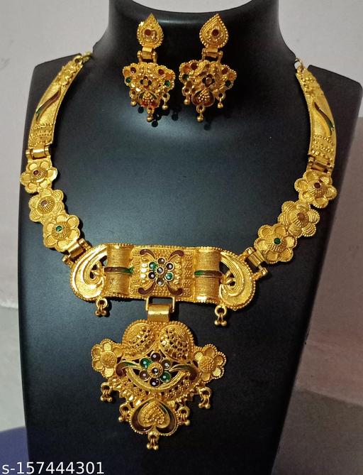 08-Stylish Gold Plated Nacklace SET For Women's