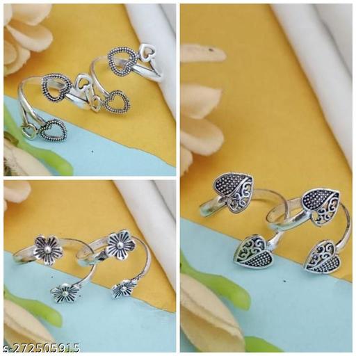 OXIDIZED NEW TRENDY SILVER ALLOY FANCY TOE RING FOR GIRLS AND WOMAN ?(PACK OF 3)