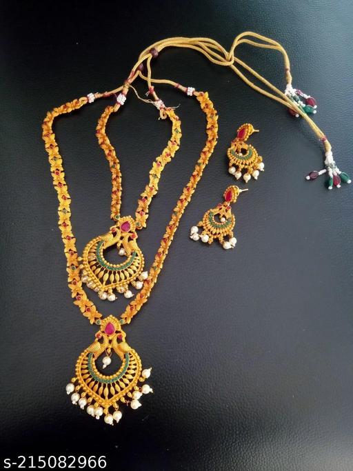 villefashion-2-Necklace-With-Earrings-Gold-Plated-Alloy-Combo-Necklace-Set