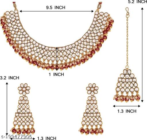 GOLD-PLATED-KUNDAN-NEKCLACE-SET-WITH-EARING-^&-MAANGTIKA-FOR-WOMEN-&-GIRLS