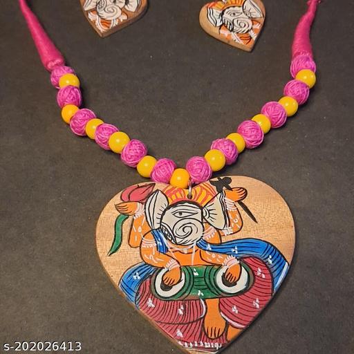 Hand-painted-Wooden-Acrylic-Painting-Fully-Handcrafted-Painting-Necklace-and-Ear-Ring-Set-Jewellery-Sets-For-Women-and-Girls