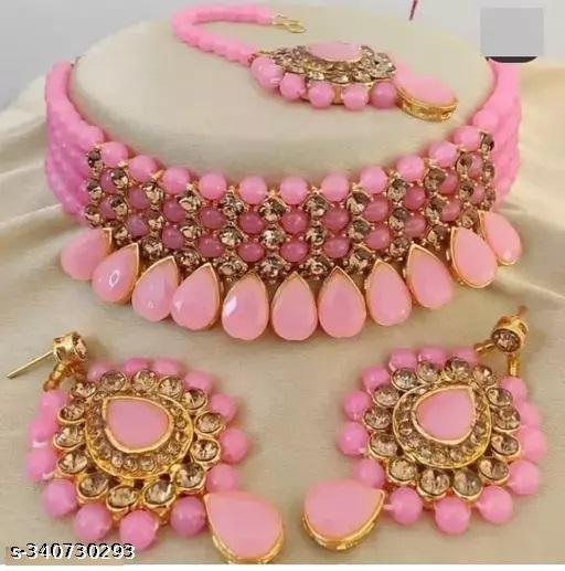 Gorgeous-Pink-Moti-&-Pearls-Jewellery-Set
