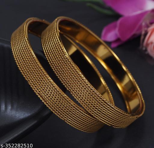 Stylish Oxidised Gold 2 Pc. Bangle Set Kada Kangan Bracelet For Girls And Women