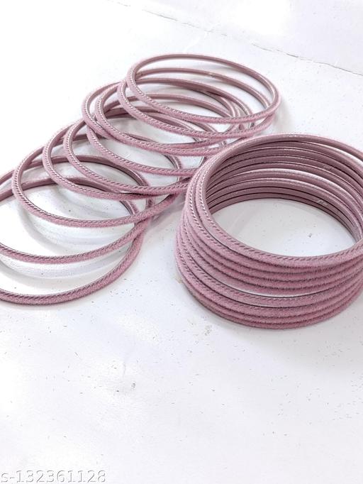 Baby Pink Velvet Bangles (Pack of 24)
