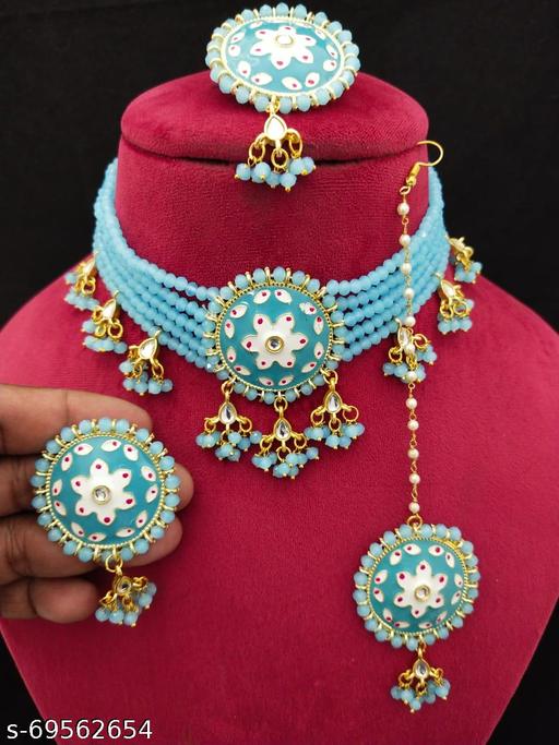 Women's-Necklace-And-Earring-with-mang-tika-Set-For-Women-&-Girls