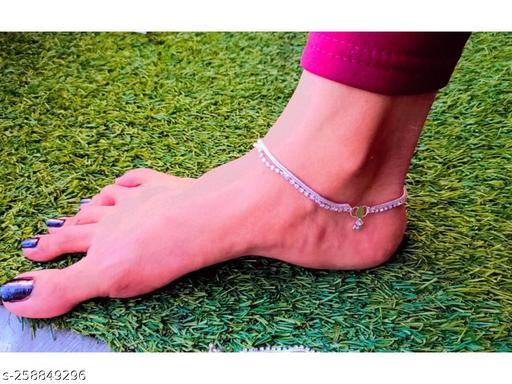 ANKLET WHITE CRYSTAL SIMPLE CHAIN ANKLET FOR GIRL'S & WOMEN'S