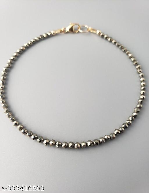 NIFJ Crystal Sliver Bead Anklet for Womens & Girls (Sliver)