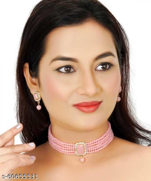 Alloy-Gold-plated-Jewel-Set-(Pink)