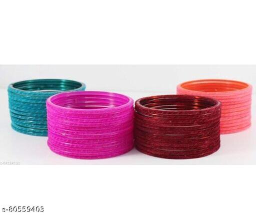 Plain Velvet Glass Bangle Set (Pack of 48)
