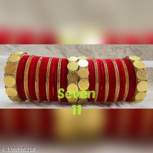 Lakshmi Coin bangles set, Lakshmi coin velvet set